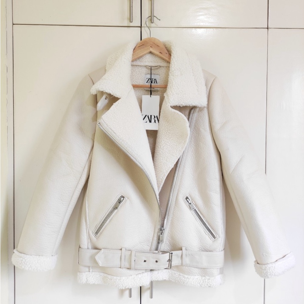 Zara Women's Off-White Teddy Jacket